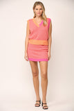 Hot Pink and Tangerine Colored Knit Sweater Vest