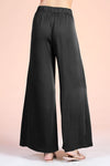Black Colored Washed Poly Silk Tie Waist Wide Leg Pants