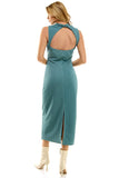 Seafoam Twist Back Midi Dress