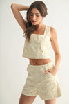 Cream Floral Embroidered Short Set