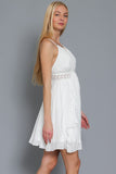 Off-White Lace Trim Ruffle Mini Dress