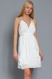 Off-White Lace Trim Ruffle Mini Dress
