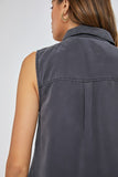 Charcoal Colored Sleeveless Button Down Shirt