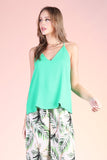 Emerald Colored Crinkle Solid Cami Top