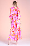 Pink Multi Colored Kimono Maxi Dress