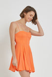Tangerine Colored Seam Detail Bustier Dress