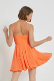 Tangerine Colored Seam Detail Bustier Dress