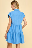Blue Colored Button Down Dress