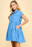 Blue Colored Button Down Dress
