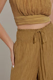 Sand Colored Smocked Waist Pants
