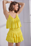 Yellow Colored Ruffle Detail Romper Dress