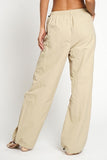 Khaki Colored Pull Cord Nylon Cargo Pants