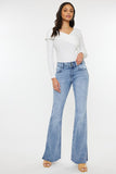 Mariah Medium Wash Mid Rise Flare Jeans with Side Slit