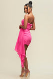 Hot Pink Drape Tail Mini Dress