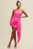 Hot Pink Drape Tail Mini Dress