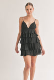 Black Colored Chiffon Tiered Dress