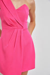 Bright Pink Colored Overlap Mini Dress