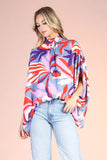 Grey Blooming Lily Mock Neck Caftan Top