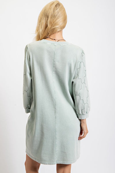 Light Grey Colored Mineral Wash Terry Knit Dress