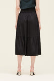 Black Colored Satin Midi Skirt