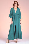 Hunter Green Crepe Kimono Dress