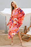 Orange Colored Blooming Lily Asymmetrical One Sleeve Dress