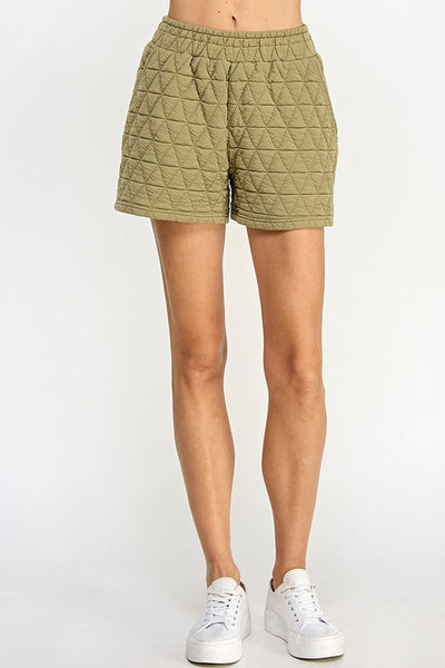 Olive Quilted Shorts