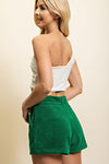 Kelly Green Colored High Waisted Corduroy Shorts