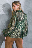 Green Colored Leopard Print Semi Sheet Top