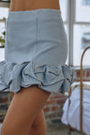 Light Denim Ruffle Mini Skirt