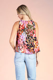 Mixed Leopard Elastic High Neck Tank Top