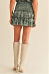 Green Combo Printed Smocked Skirt