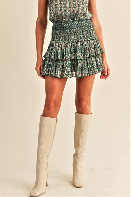 Snow White Colored Ruffle Mini Skirt with Shorts