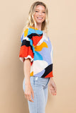 Multi Print Balloon Sleeve Top