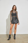 Black Colored Cargo Faux Leather Mini Skirt