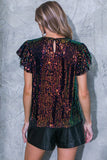 Black Colored Short Sleeve Sequin Top