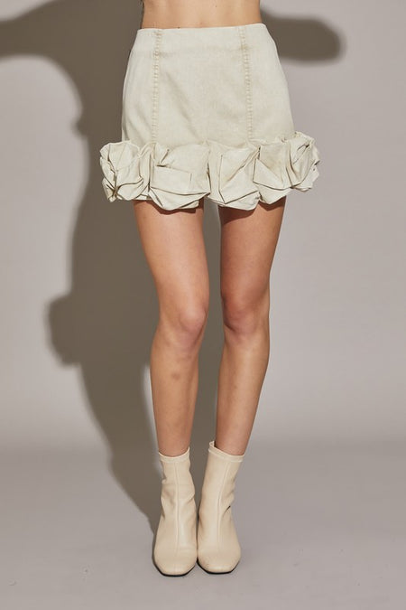 Light Denim Ruffle Mini Skirt
