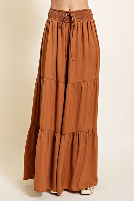 Cream Colored High Waisted Pleated Drawstring Pants