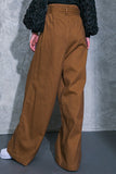 Brown Colored High-Waisted Wide Leg Twill Pants
