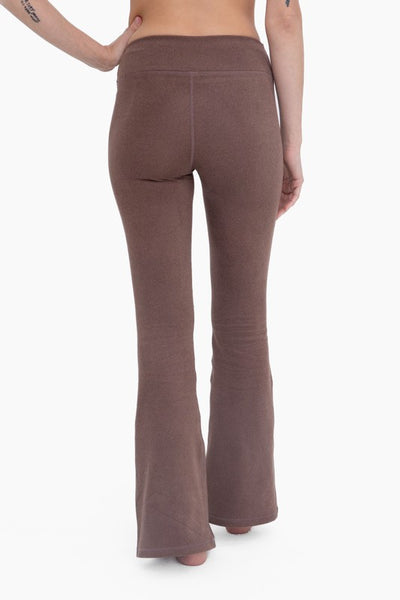 Cocoa Colored Brushed Ribbed Flare Leggings