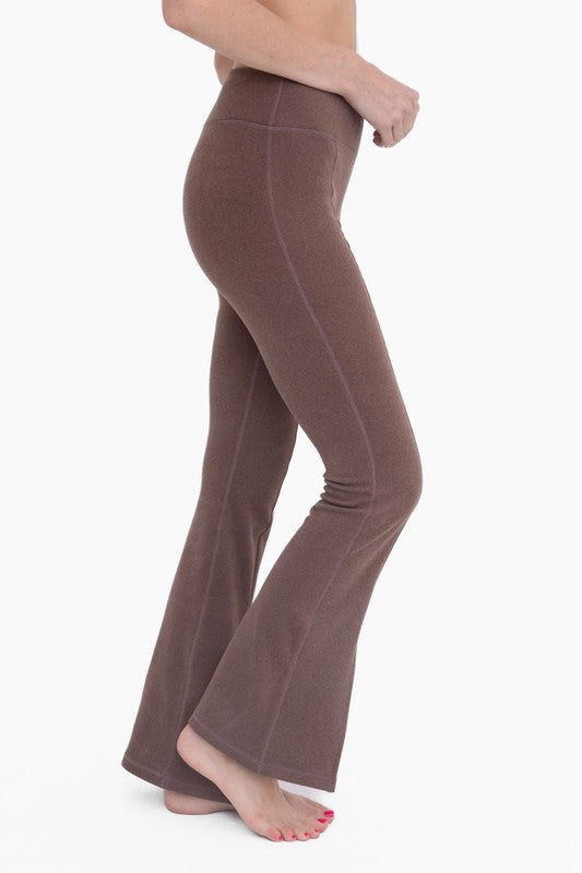 Cocoa Colored Brushed Ribbed Flare Leggings