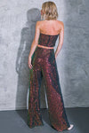 Black Colored Sequin Tube Top and Wide Leg Pant Set
