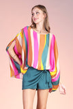 Pink Sunset Wonders Boat Neck Caftan Top