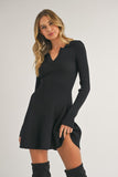 Black Colored Long Sleeve Aline Sweater Dress