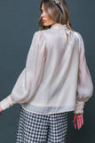 Cream Colored Long Puff Sleeve Blouse