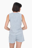 Smokey Blue Colored Distressed Mineral Washed Tank Top