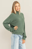 Grey Green Colored High Neck Sweater