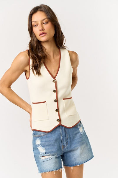 Off-White Brown Contrast Sweater Vest