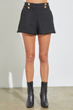 Black Colored Flare Gold Button Detail Shorts