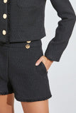 Black Colored Flare Gold Button Detail Shorts